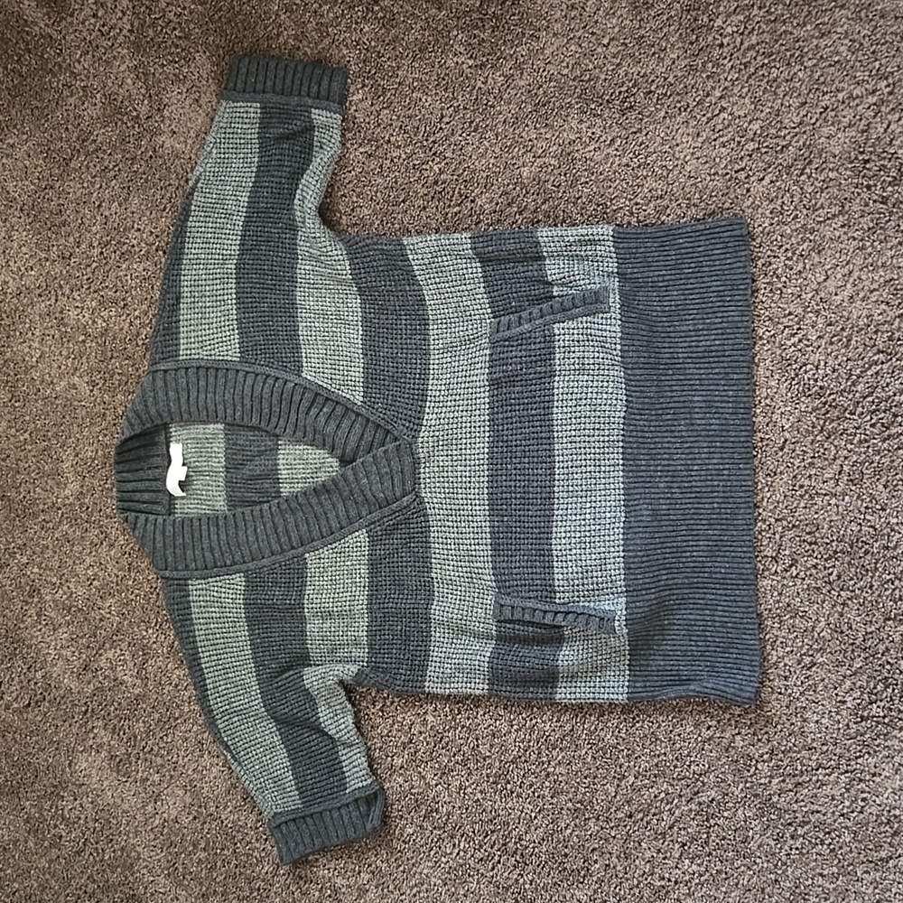 Ann Taylor Loft Gray Stripe Short Sleeve Sweater XS